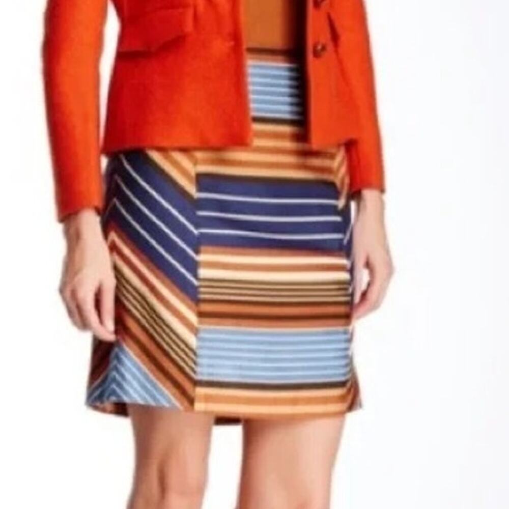 J. McLaughlin Striped Pencil Skirt in Blue and Brown